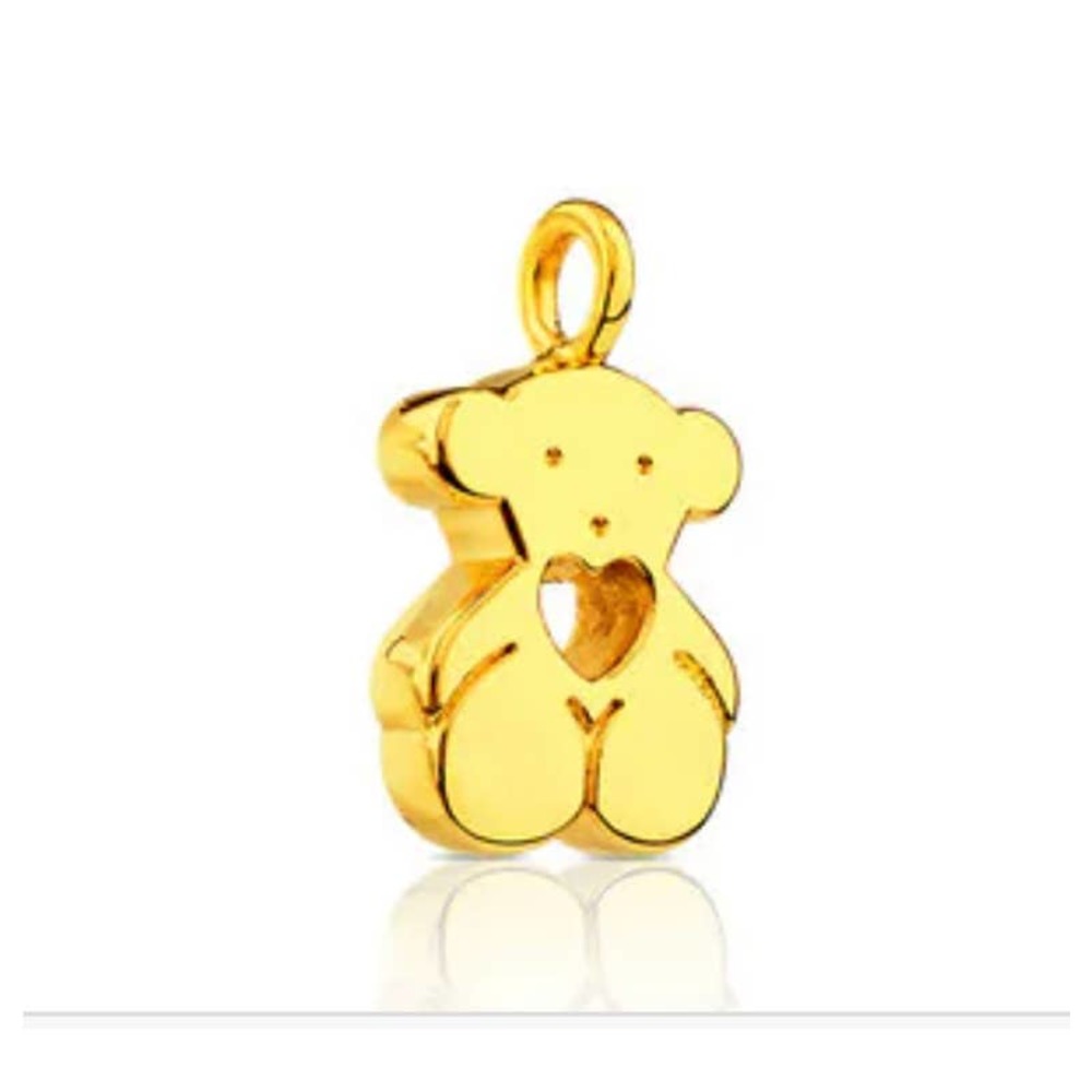 COPY - Gold Sweet Dolls Pendant Bear motif with heart hole